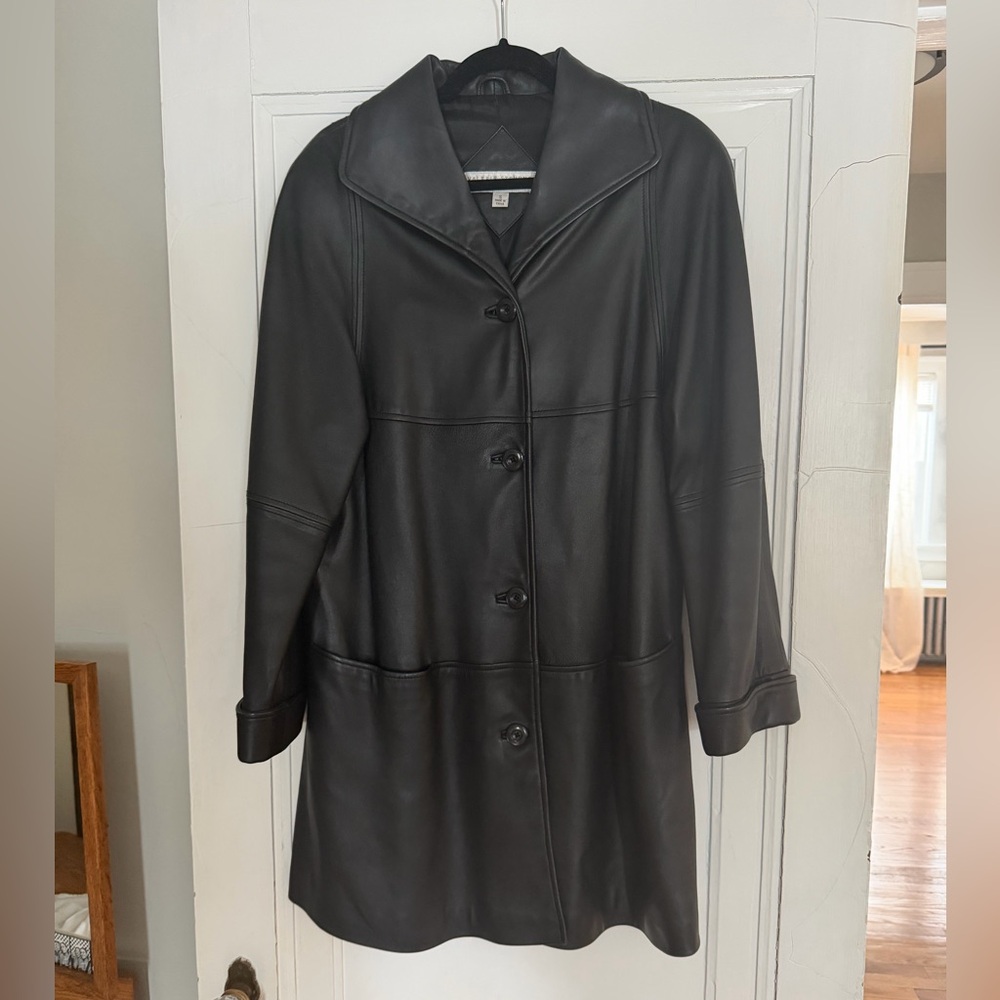 Valerie Stevens Size Small Black Leather Coat